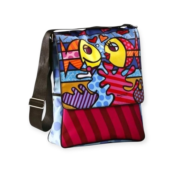 Romero Britto ❤︎︎ Iconic Deeply in Love Laptop iPad Messenger Bag ❤︎︎ Padded ❤︎︎ - Picture 1 of 16